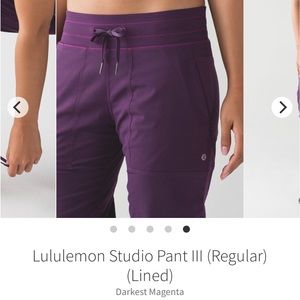Lululemon Studio Lined Pant III Darkest Magenta 28”